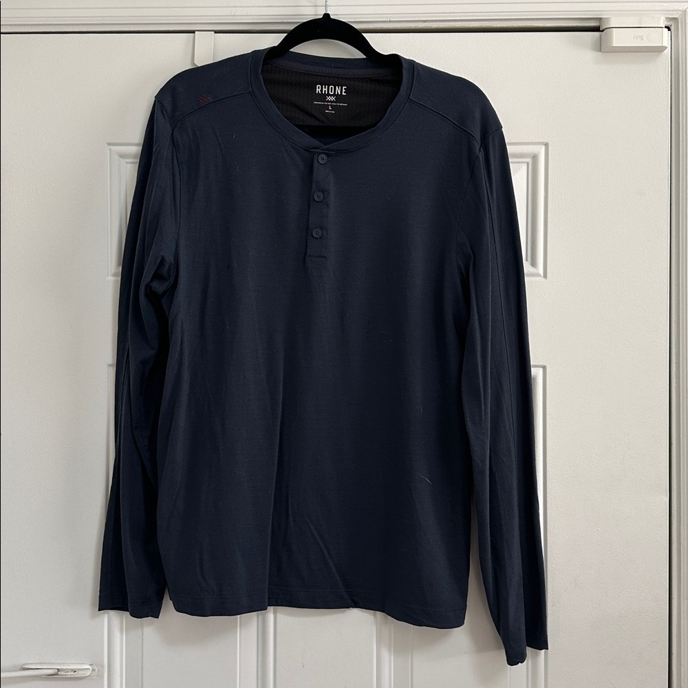 Rhone Midnight Blue Henley Shirt Merino Wool